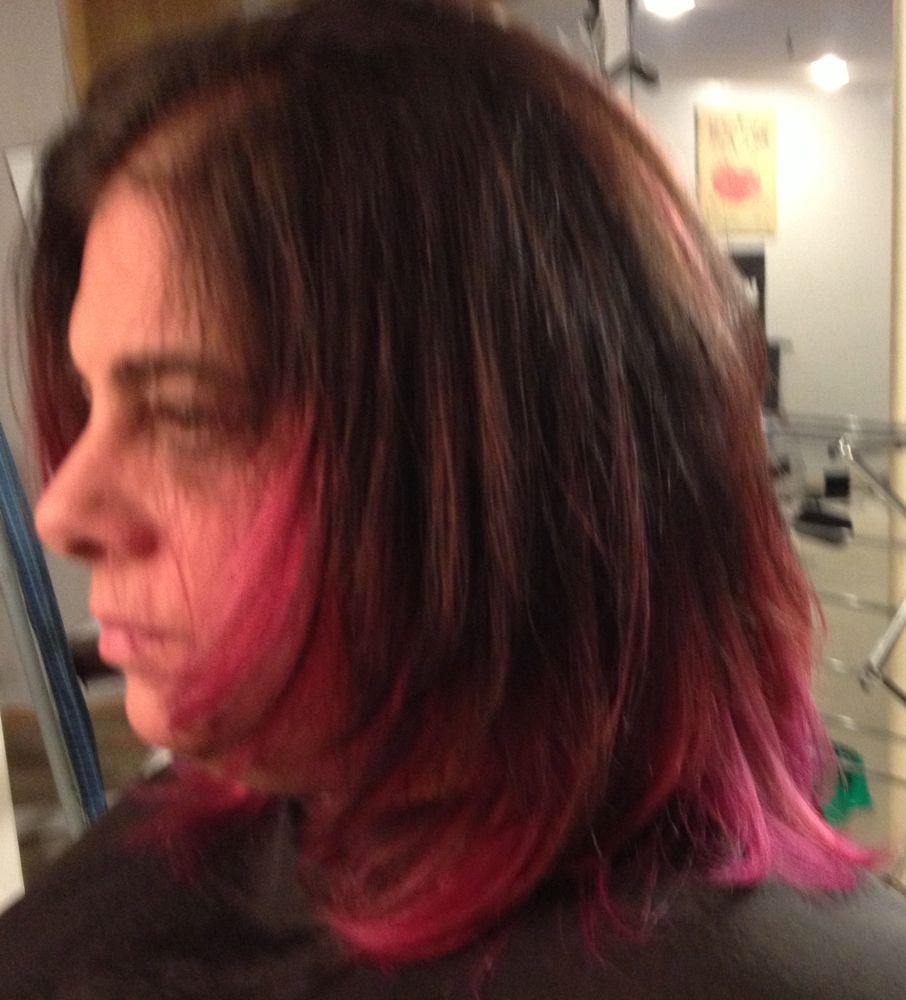 The latest hair color trend, pink Ombre highlights, combine two of the ...