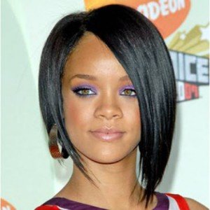 Back-to-School Haircut Ideas: Rihanna with an asymmetrical edgy bob.